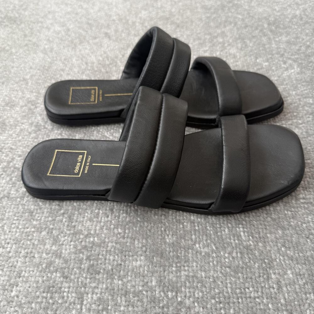 Dolce Vita Shoes Womens Size 9 Slide Sandals Made In Italy Double Strap Leather - Picture 3 of 9
